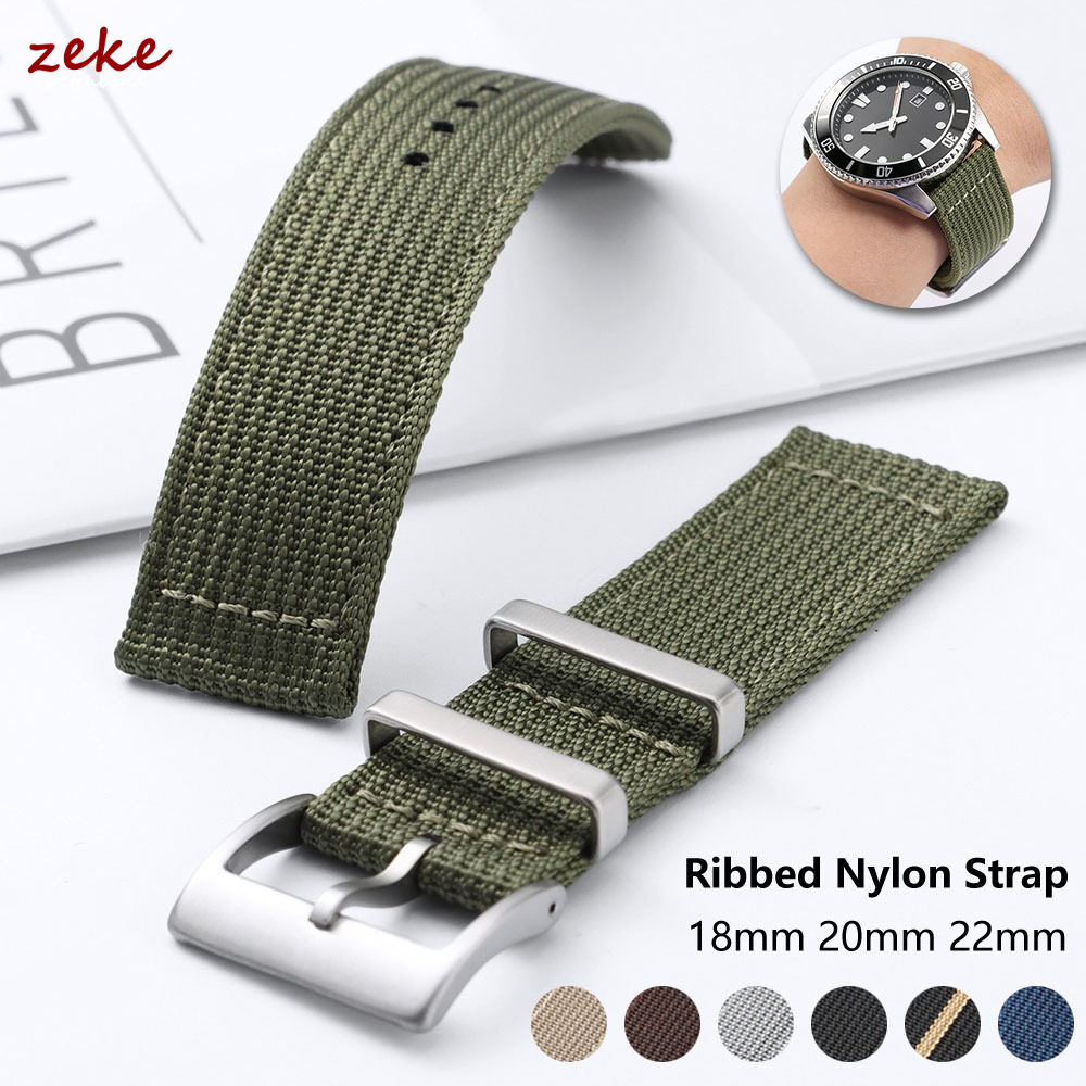 Nato Strap Nylon - Tali Jam Tangan Nylon Bergaris 18mm